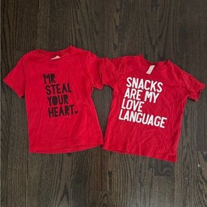 2 Red Kids Graphic valentine T-Shirts Set 3t